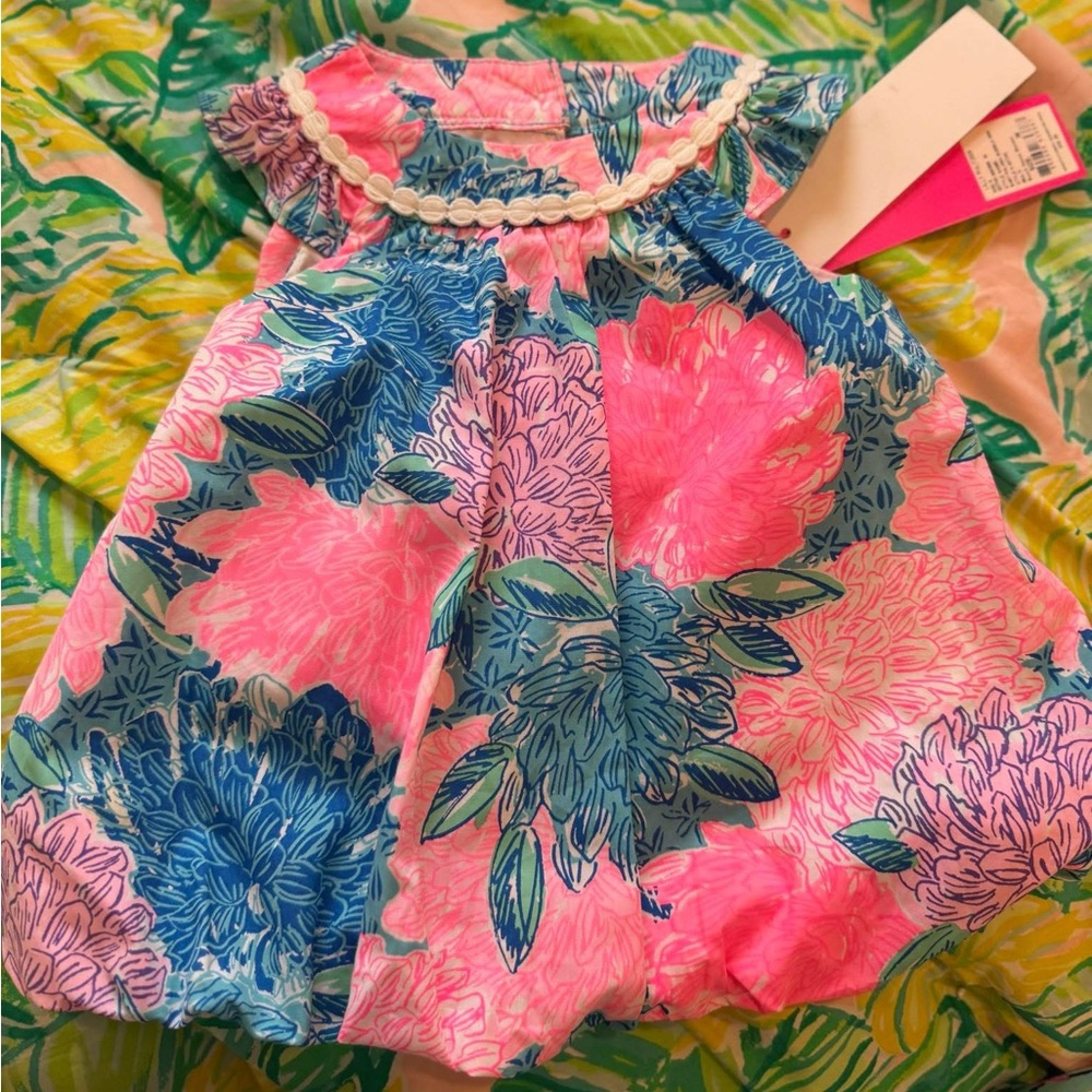 Paloma Baby Bubble Dress with Pink and Blue Flowers